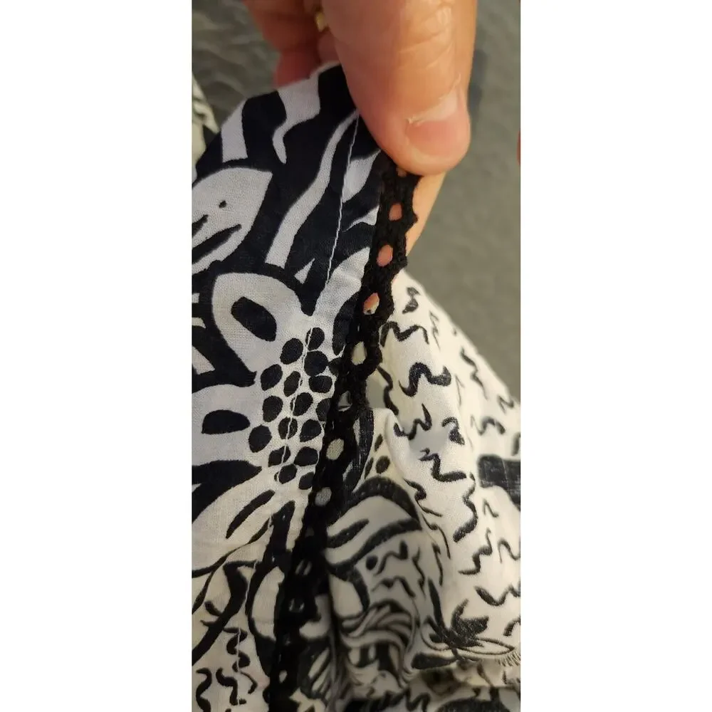 Urban Outfitters‎ Sz M Women Black White Floral Tiered Halter Neck Romper Mini